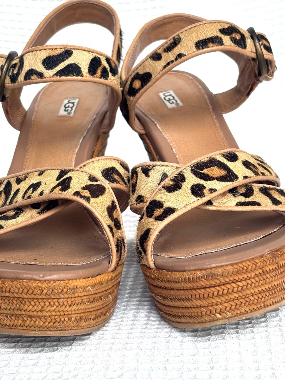 UGG Leopard Print Platform Sandals - Tan/Black